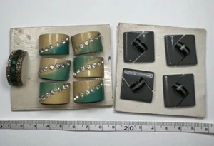 Vintage Modernist Button Lot, Teal, Square Buttons - Picture 1 of 1