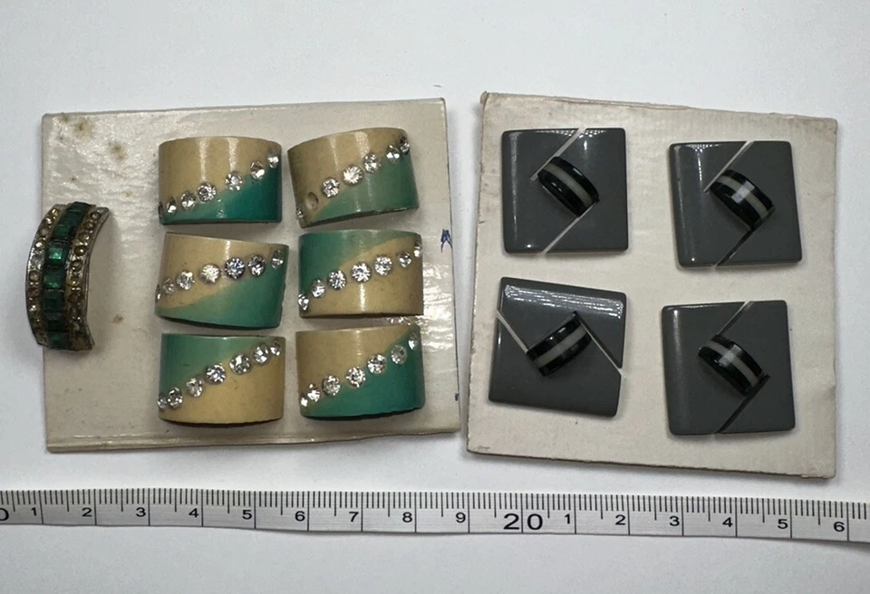 Vintage Modernist Button Lot, Teal, Square Buttons - Image 1 of 1