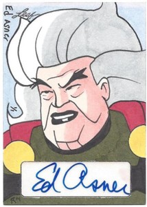 ED ASNER 2014 LEAF MASTERWORKS "POP CENTURY" AUTOGRAPH SKETCH ART CARD 1/1