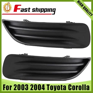 For 2003 2004 Toyota Corolla Pair Front Bumper Fog Light Grille Cover Black - Picture 1 of 16