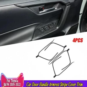 For Toyota RAV4 2019-2023 Carbon Fiber Car Door Handle Armrest Stripe Cover Trim - Imagen 1 de 5
