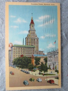 Vintage Travelers Tower, Hartford, Connecticut Postcard 1945