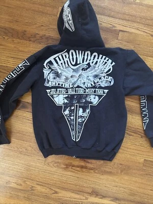 Chaqueta con Capucha Negra Y2K Affliction Throwdown MMA UFC Cremallera Completa Hombres L Foto 1 de 4