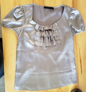 The Limited Champagne Satin Ruffled Bib Blouse Top XS Extra Small  - Picture 1 of 3