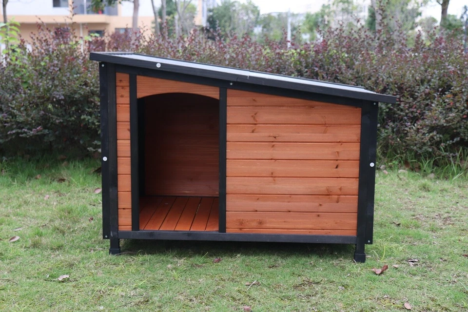 46" Pet Large Dog House Outdoor Indoor Wooden Kennel Weatherproof Dog House - Image 1 of 4
