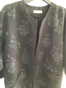 h&m abend mantel kimono sixties style jacquard schwarz rosen ca. 38/40 boho - Bild 1 von 8