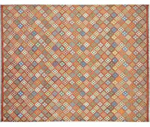 Afghan Maimana Kelim Teppich 300x400 Handgewebt Bunt Geometrisch Handarbeit b - Bild 1 von 5