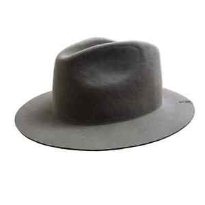 BRIXTON Women's size 7 1/4 Grey Shale Brown Wool Mojave Fedora Hat Western