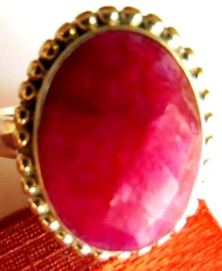 Bague en Corindon rubis naturel- taille 59- 17x13x6mm- 12.Cts- Argent massif - Imagen 1 de 7