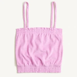 J Crew Women's Smocked Soft Towel Terry Tank in Petunia Pink, Size SMALL - Picture 1 of 3