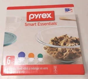 New Pyrex Smart Essentials 6 Piece Glass Mixing Bowls Set - Picture 1 of 5