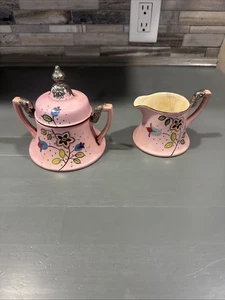 Royal Trico Zucker und Milchkännchen Set Nagoya Japan Rosa Art Deco - Bild 1 von 8