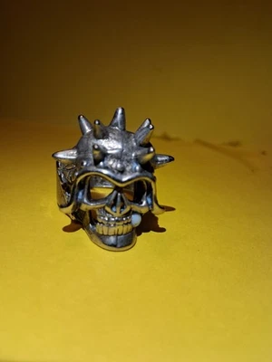 DELUXE SKULL HEAD W SPIKES BIKER RING #BR181 MEN WOMENS jewelry SILVER new - Image 1 of 4