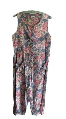 复古 Laura Ashley 英国中号连身裤花卉 Cottagecore 阅读 — 第 1/4 张图片