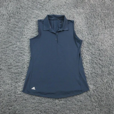 阿迪达斯无袖 Polo 衫女式中号蓝色 Primegreen 高尔夫运动上衣 — 第 1/4 张图片