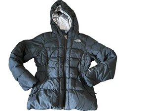 The North Face Down Hooded Puffer Jacket Girls Medium 10/12 Black - Picture 1 of 7