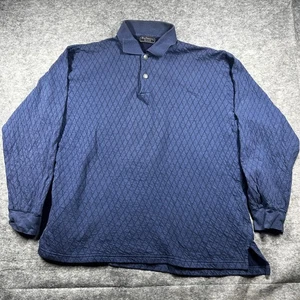 Camisa polo vintage Burberrys para hombre mediana azul tejido diamante manga larga EE. UU. Leer - Imagen 1 de 24