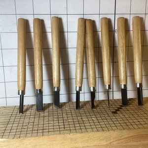 Wood Carving Tools Chip Detail Chisel Set, Eight Tools. Set B. - Imagen 1 de 8