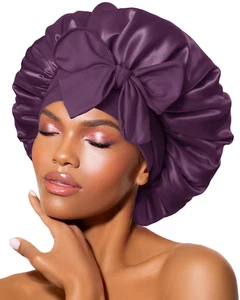 Gorro de seda para dormir mujeres gorro de satén noche dormir gorra envoltura para cabello rizado  - Imagen 1 de 12