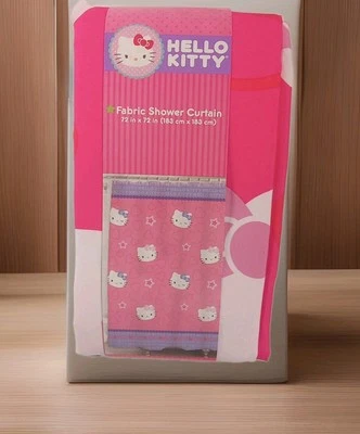 Hello Kitty by Sanrio Fabric Shower Curtain 72"x72" NEW Pink Purple White - Image 1 of 4