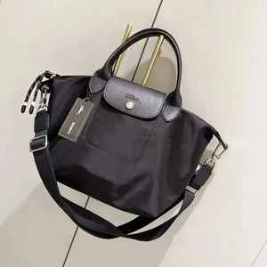 LONGCHAMP Le Pliage Energy Top Handle Bag  Black leather handbag travel bag - Picture 1 of 12