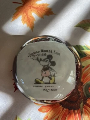Mickey Mouse 1933 Chicago Worlds Fair Paper Weight.  4 1/2 Diameter, 2 1/2 High - Image 1 of 3