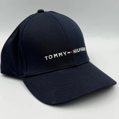 Boné de beisebol ajustável azul marinho Tommy Hilfiger logotipo bordado chapéu sistema operacional - Imagem 1 de 4