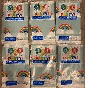 321 Party LOT OF 6 Unicorn Rainbow Party Table Cover Decor Birthday Plastic Girl - Picture 1 of 1