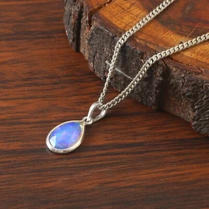 AAA ciondolo opale naturale argento sterling 925 opale di fuoco pendente gioielli J-307 - Foto 1 di 6