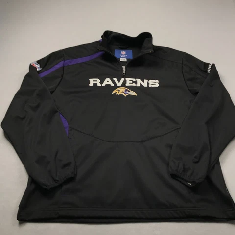 Baltimore Ravens Jacket Mens Medium Black Purple Pullover Reebok Logo NFL Cover