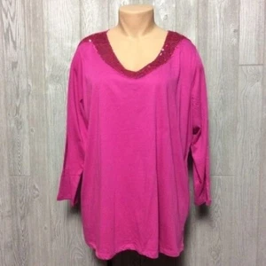Avenue Pink Top Glitter Neckline PLUS SIZE 26 28 - Picture 1 of 4
