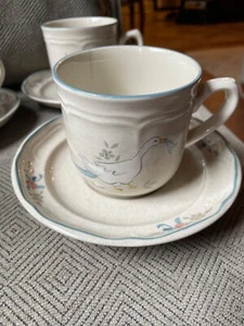 VTG International China MARMALADE Goose Stoneware Cup And Saucer 4 Sets EUC - Picture 1 of 14