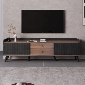 TV Schrank Lowboard Board mit 2 Schubladen und Schiebetüren Fernsehtisch 160 cm - Bild 1 von 10