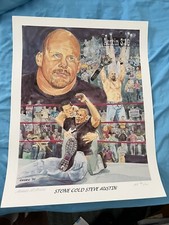 Stone Cold Steve Austin artist signed print 15x18 Stunning Vince