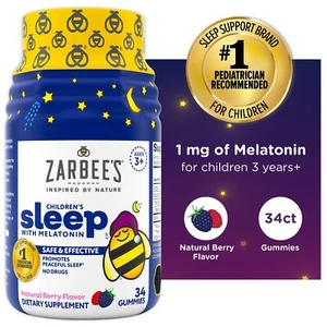 Zarbee’S Children's Sleep Gummies With Melatonin Drug-Free NonHabit Forming 34Ct - Picture 1 of 3