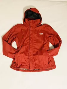 The North Face Hyvent Jacket Windbreaker Hooded Shell Nylon Red Gray Full Zip L - Picture 1 of 8