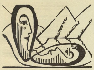 Ernst Ludwig Kirchner - Zwei Köpfe vor Landschaft - Holzschnitt 1932 - Bild 1 von 3