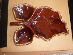 Vintage Oven Proof HULL Brown Leaf Design Divided Dish Platter USA - Picture 1 of 6