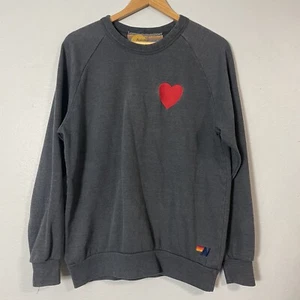 AVIATOR NATION Embroidered HEART Crew Neck SWEATSHIRT Navy Blue Size Large - Picture 1 of 5