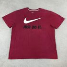 Nike Just Do It T-Shirt Men Xxl Red Short Sleeve Crew Neck Pullover 100% Cotton