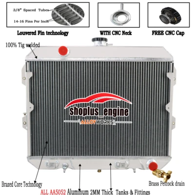 4 Row Aluminum Radiator+cap  For 1981-1983 Nissan Datsun 280ZX 280Z 2.8L L6 GAS Foto 1 de 4