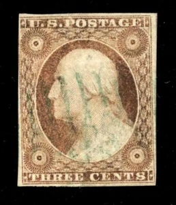 WEISS CERT - #11A 3c Washington - gebraucht - VF-XF - mit grünem ABRUF - Bild 1 von 2