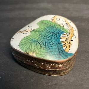 Antique Chinese Porcelain Metal Painted Colorful Shard Box - Picture 1 of 12