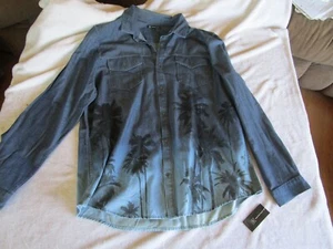 NWT Mens INC Shirt Size 2XL Button Down Long Sleeve 2 pocket MSRP $65 Denim Look - Picture 1 of 6