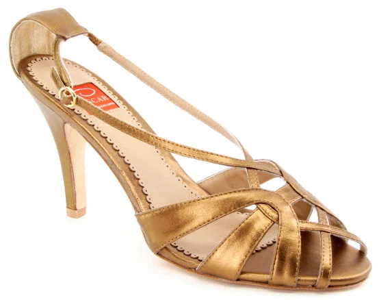 Nuevo OSCAR DE LA RENTA Mujer Bronce Cuero Tacón Cordones Sandalia Zapato Talla 9.5 M Foto 1 de 1