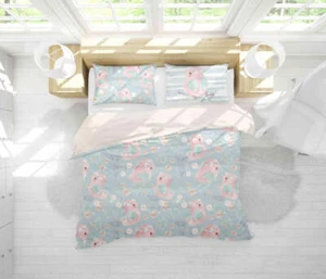 3D Blue Bird Floral Leaves Quilt Cover Set Bedding Set Pillowcases 92 - Picture 1 of 5