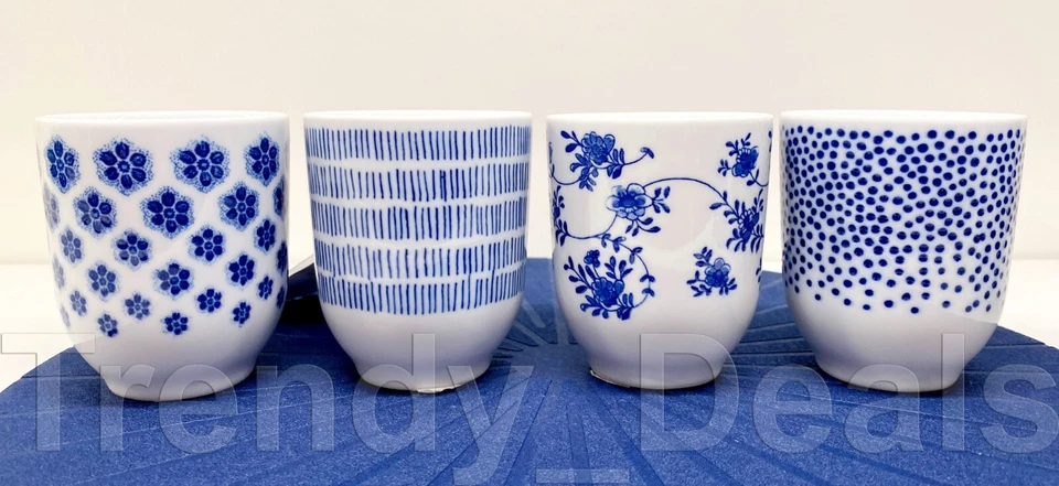 IKEA ENTUSIASM Tumbler Patterned Blue White 4 Pack 7 oz 104.172.44