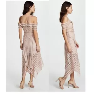 Thurley Sand Dune Dress Midi Nude Size 10 AU / 6 US Cup Sleeve Cold Shoulder - Picture 1 of 7