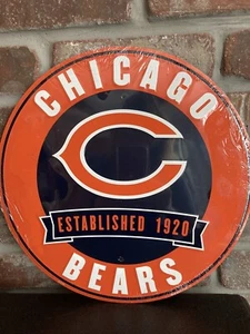 Chicago Bears NFL 12" Round Metal Embossed Sign Gym Garage Mancave She Shed - Picture 1 of 2