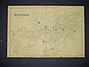 1875 MEDFORD, MA., VINTAGE HAND COLORED MAP IN VERY GOOD CONDITION. - Picture 1 of 3
